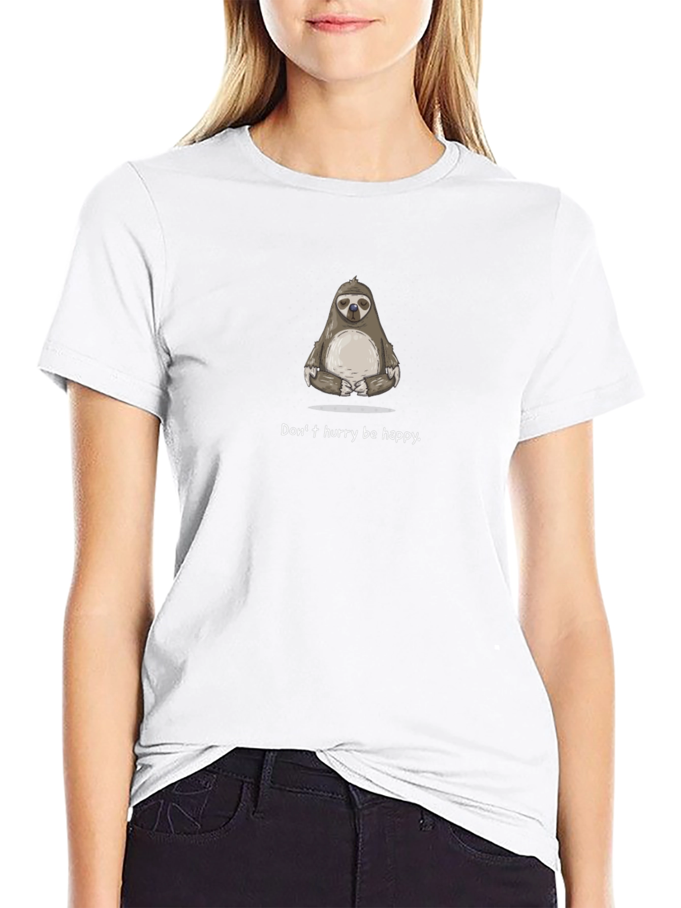 Camiseta Negra con Diseño de Perezoso Zen