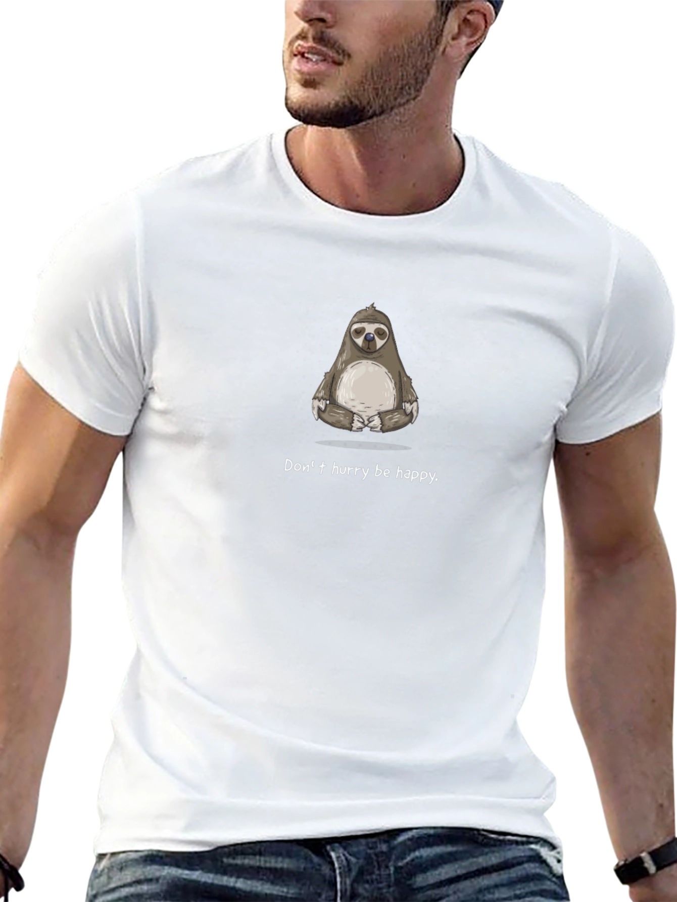 Camiseta Negra con Diseño de Perezoso Zen
