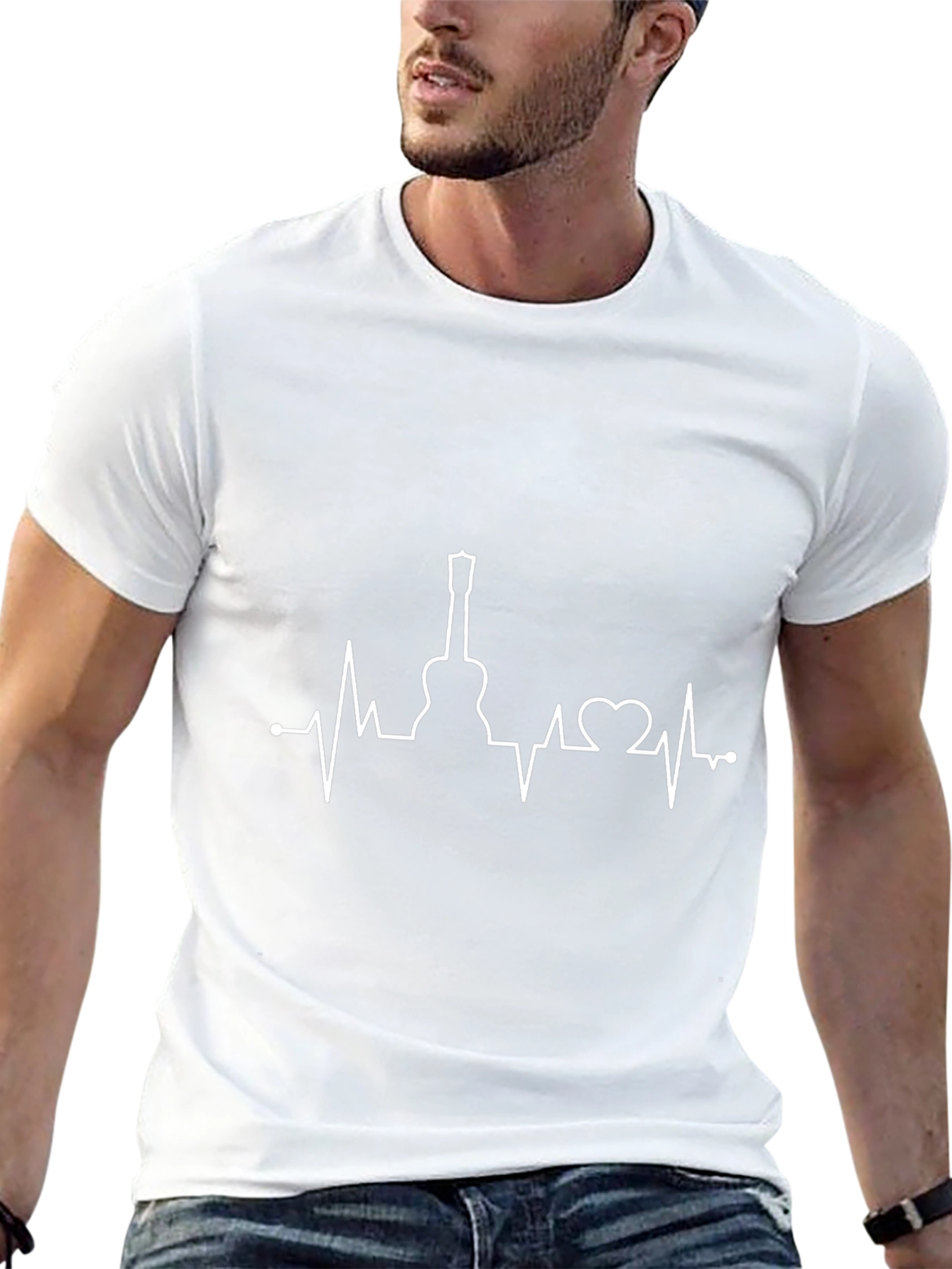 Camiseta Negra Ritmo Guitarra Hombre