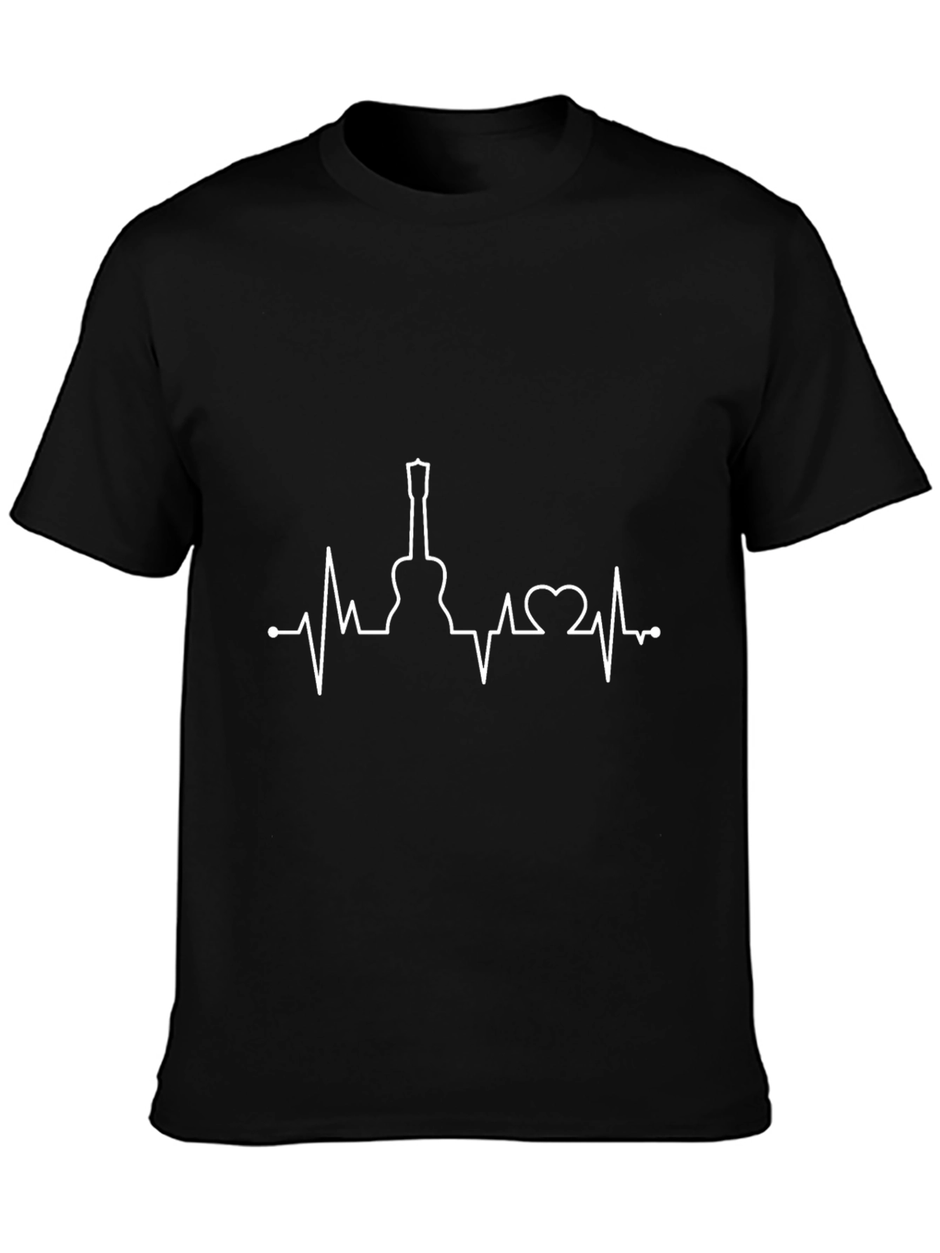 Camiseta Negra Ritmo Guitarra Hombre