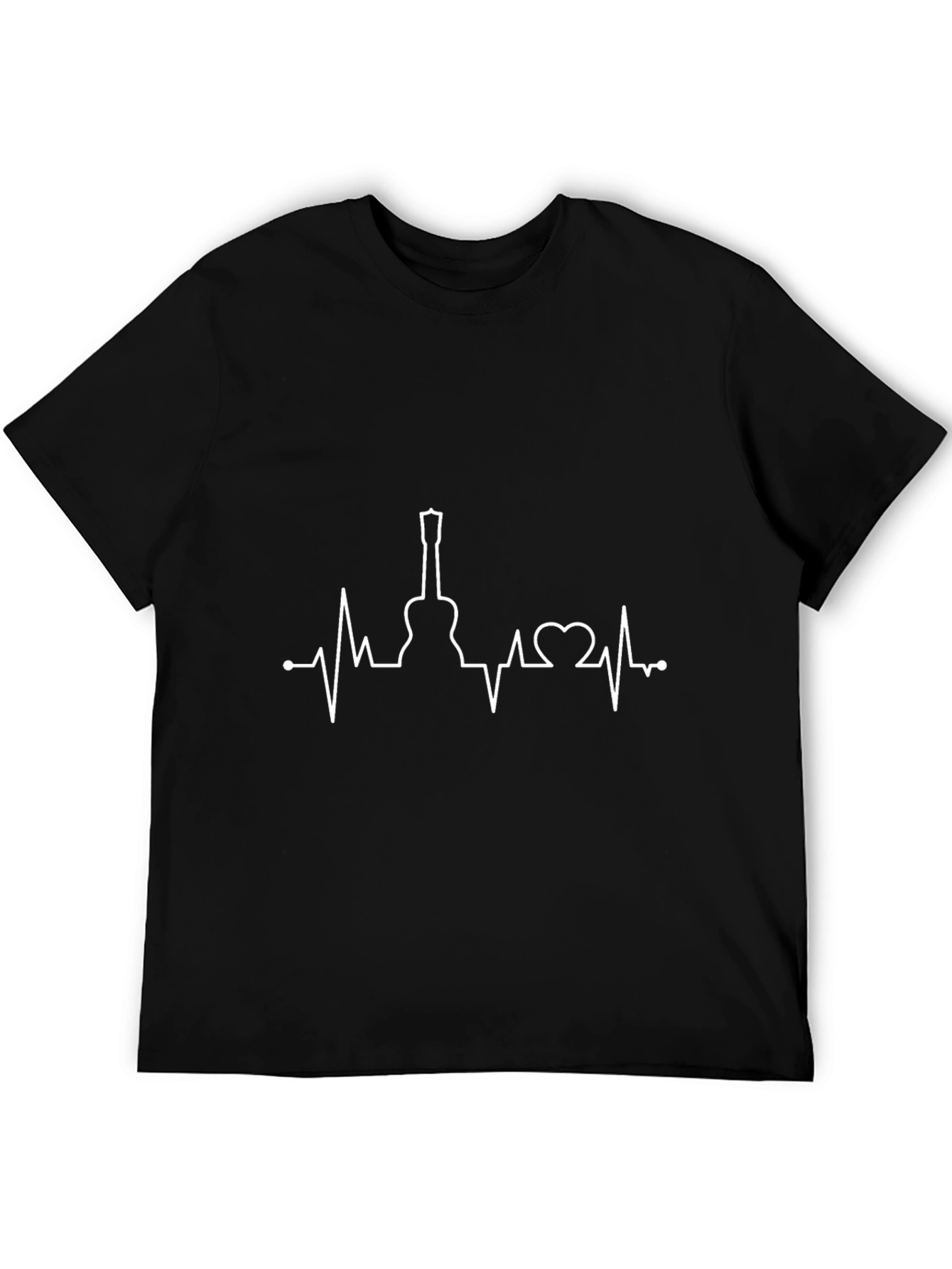 Camiseta Negra Ritmo Guitarra Hombre