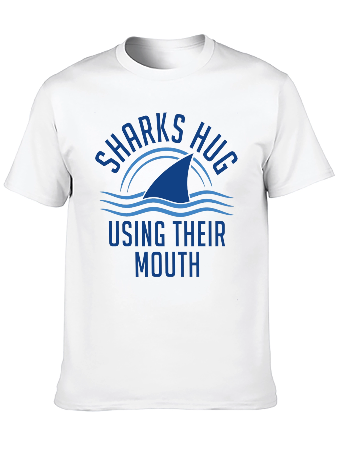 Camiseta Negra Tiburones Abrazan con la Boca Divertida