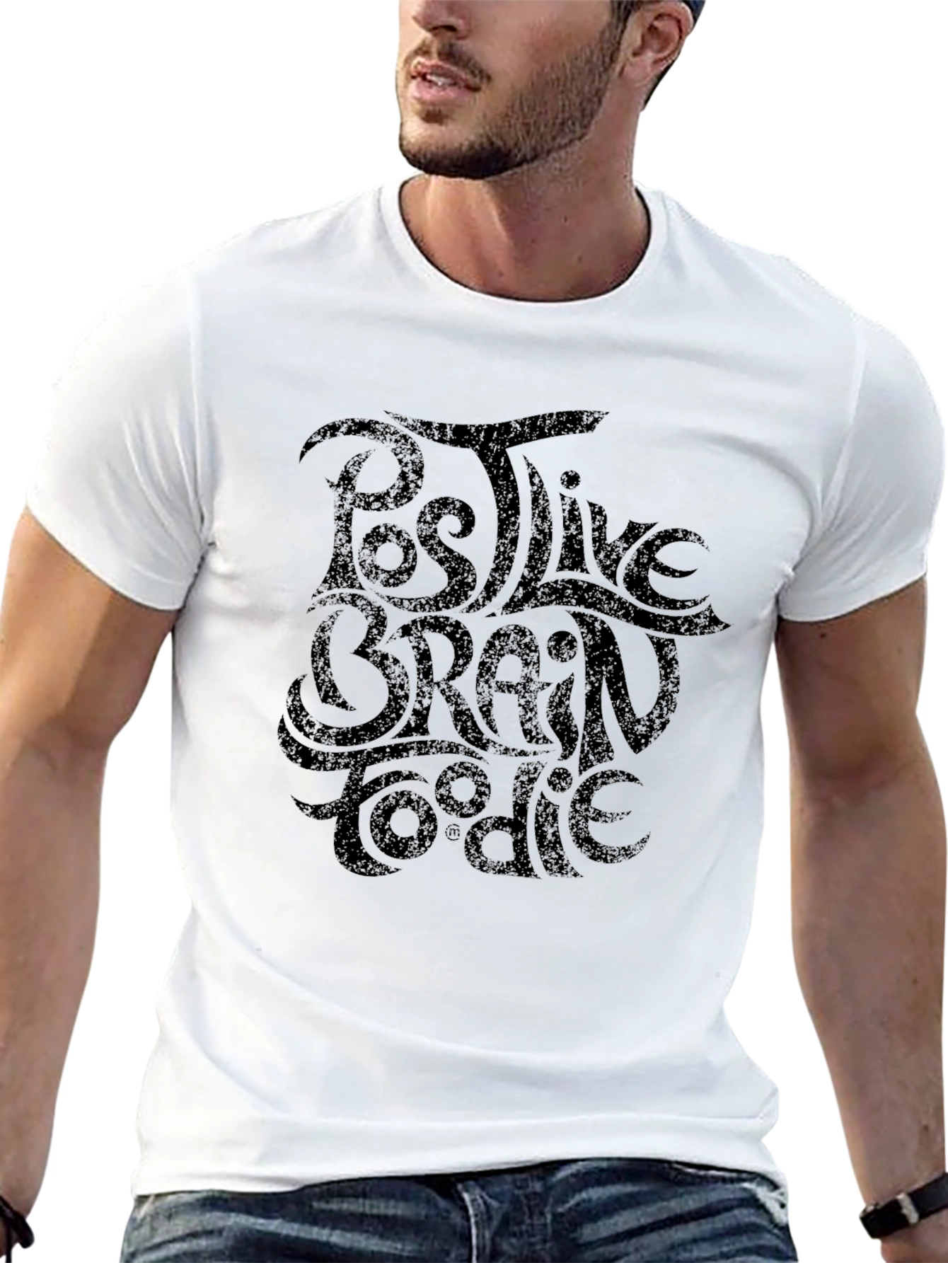 Camiseta Negra con Diseño Positive Brain Foodie