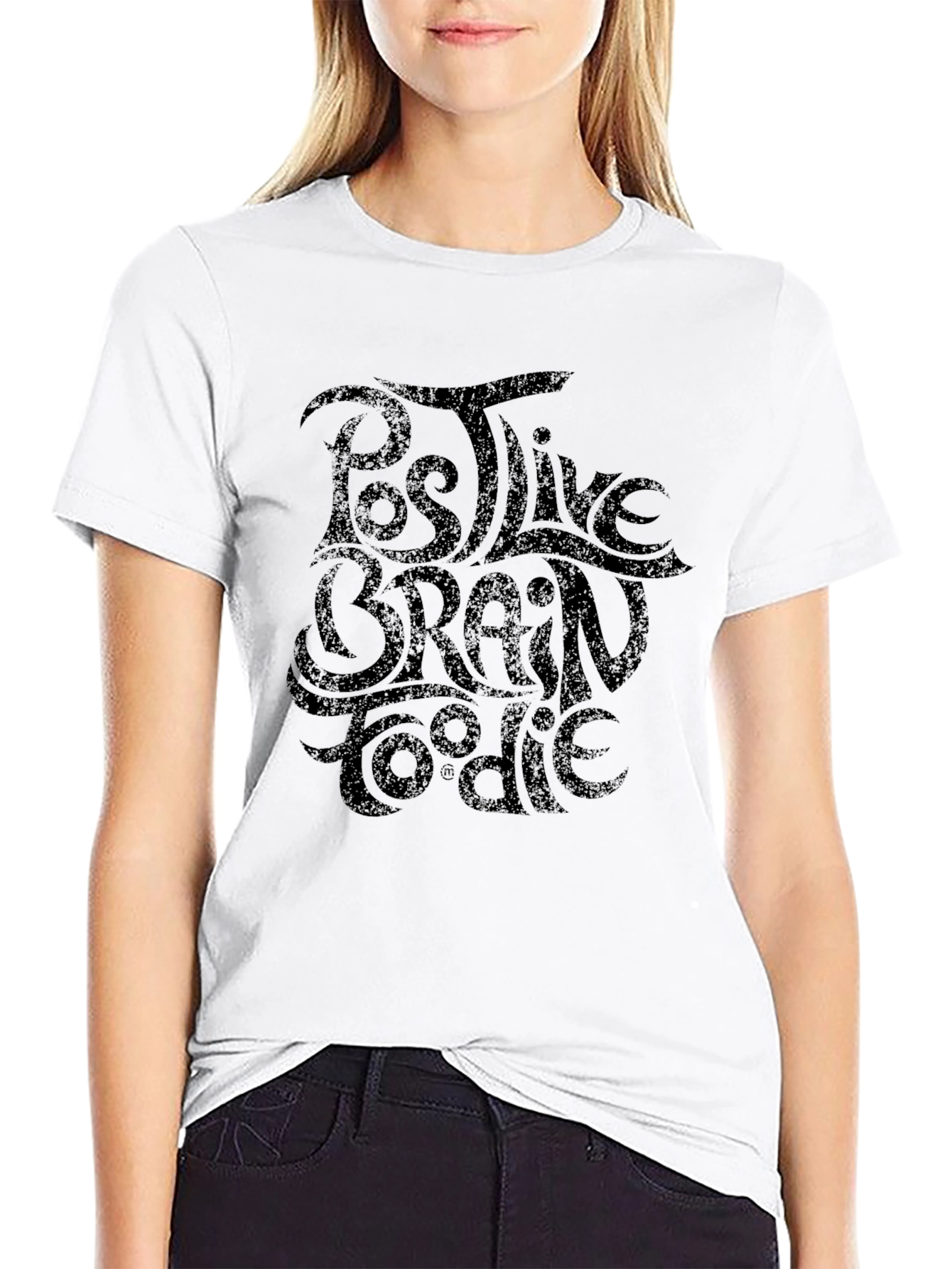 Camiseta Negra con Diseño Positive Brain Foodie