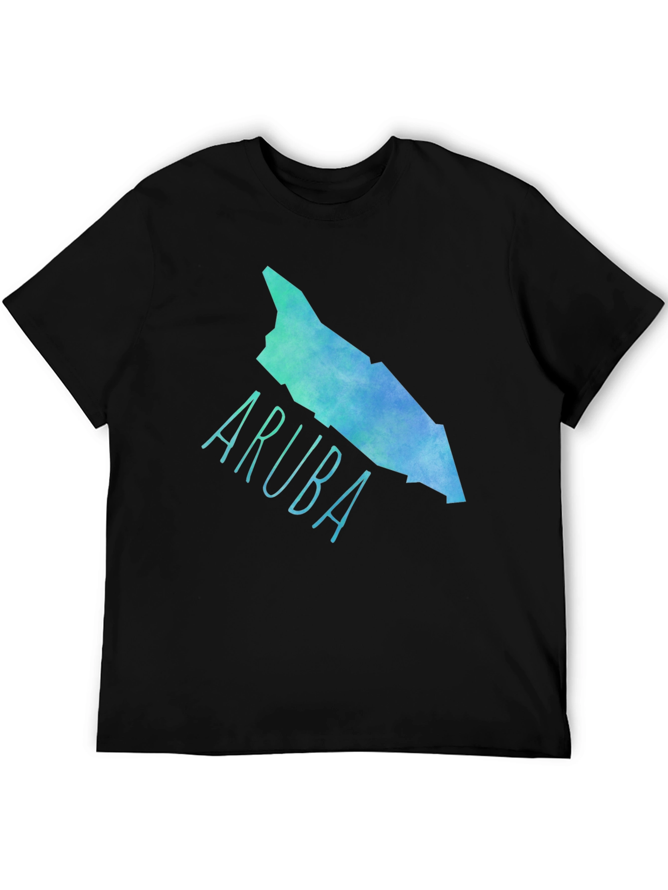 Camiseta Aruba Mapa Acuarela Negra Hombre