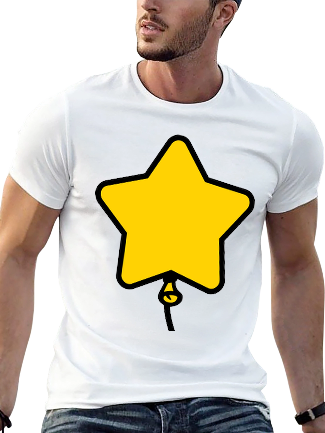 Camiseta Negra con Diseño de Estrella Globo