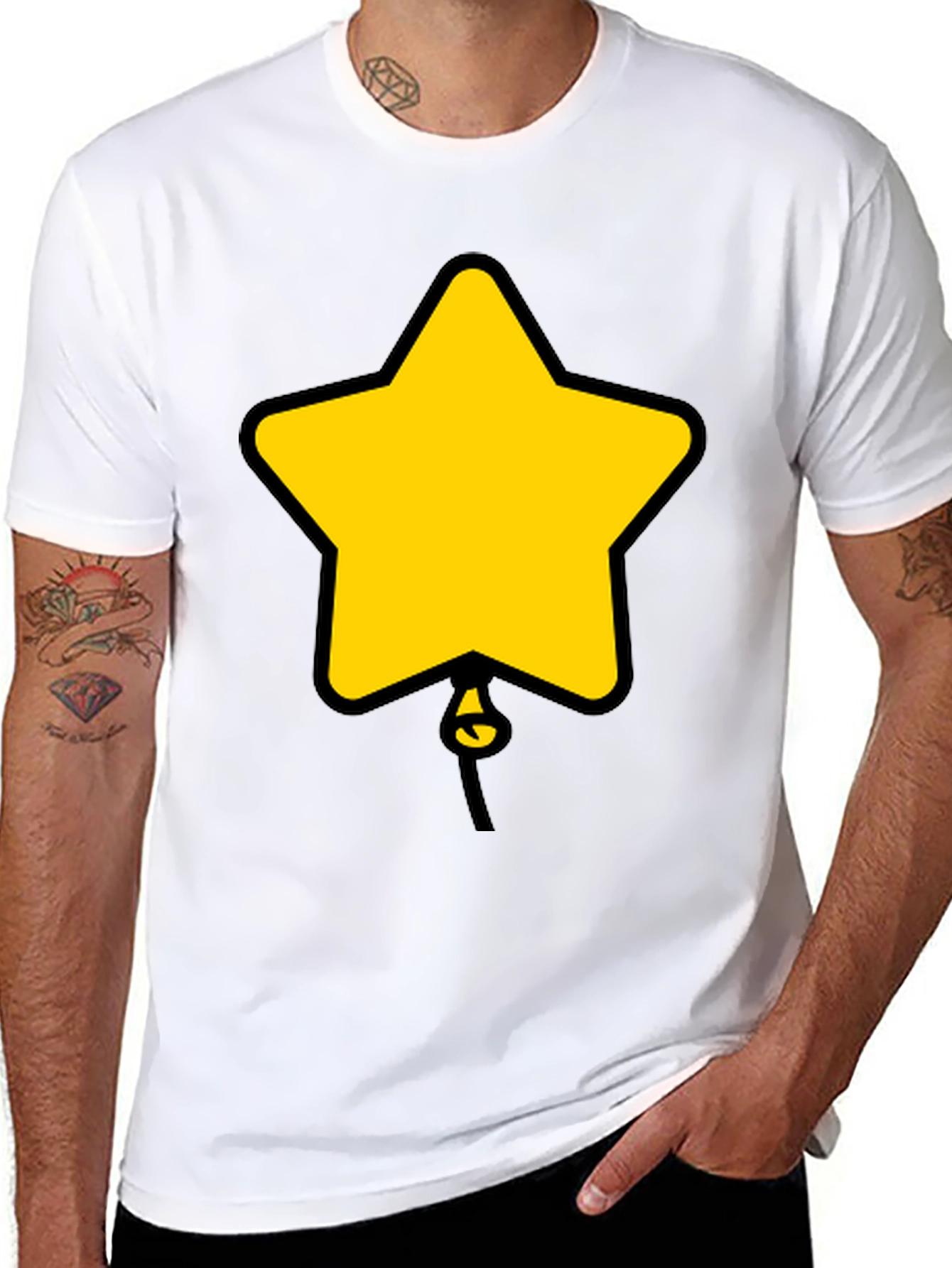 Camiseta Negra con Diseño de Estrella Globo