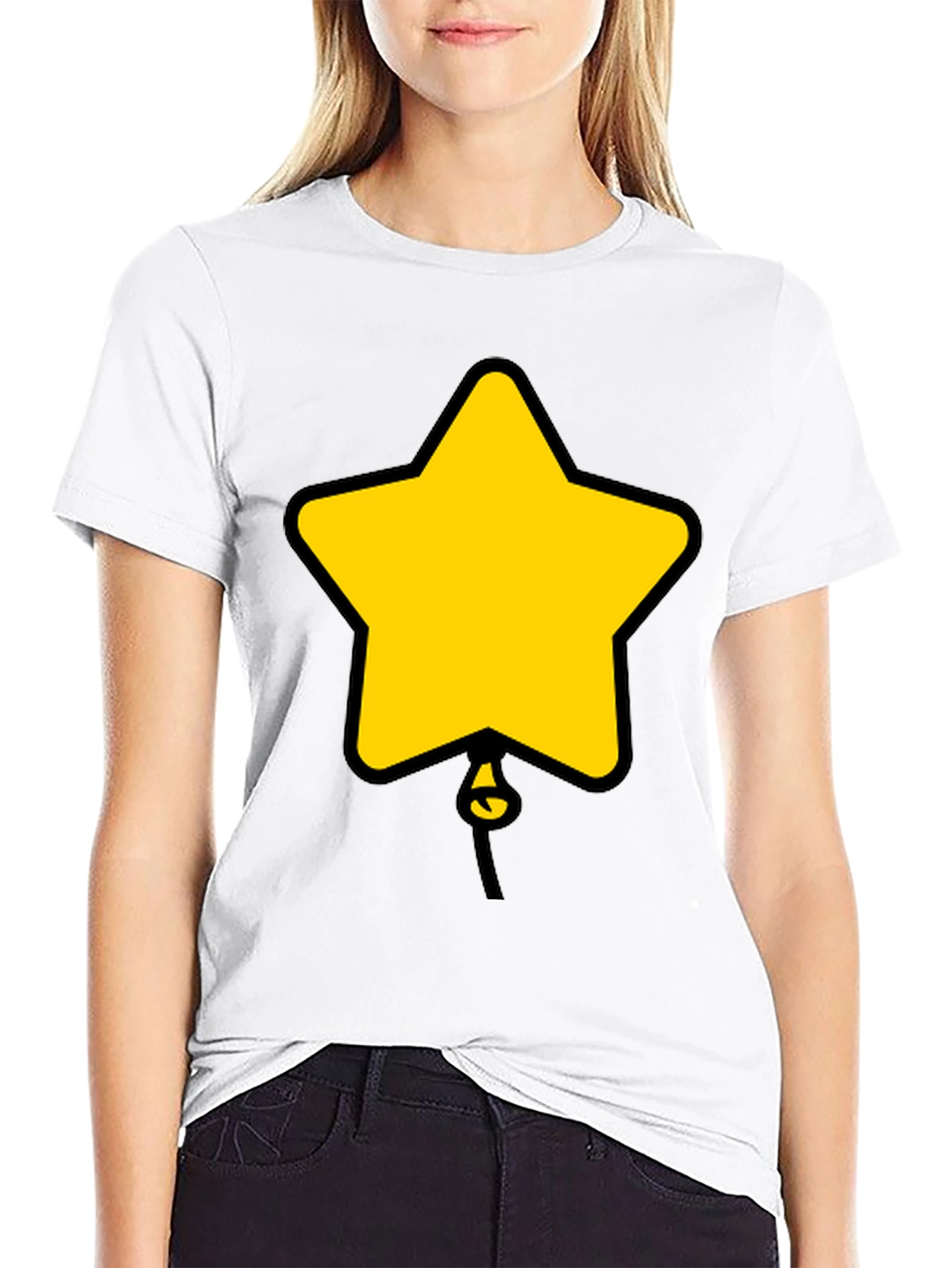 Camiseta Negra con Diseño de Estrella Globo