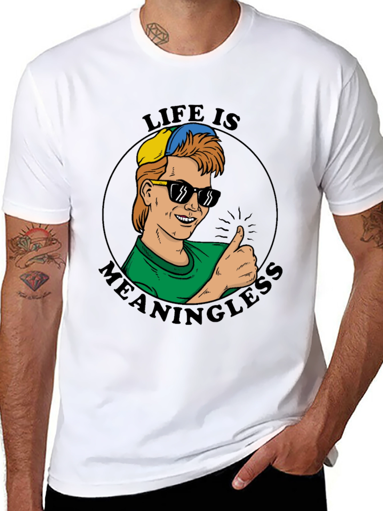 Camiseta Negra Estampada La Vida No Tiene Sentido