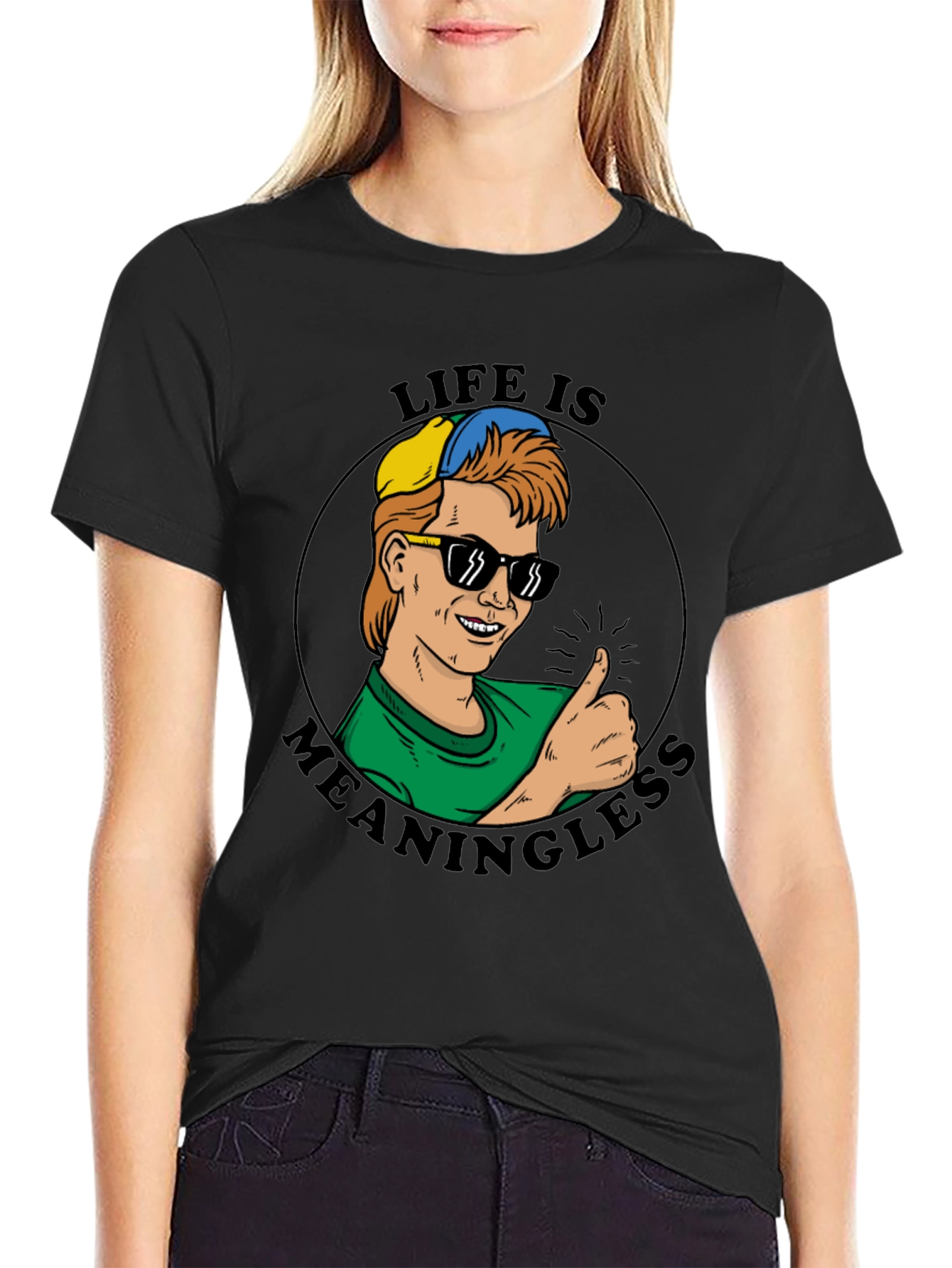 Camiseta Negra Estampada La Vida No Tiene Sentido