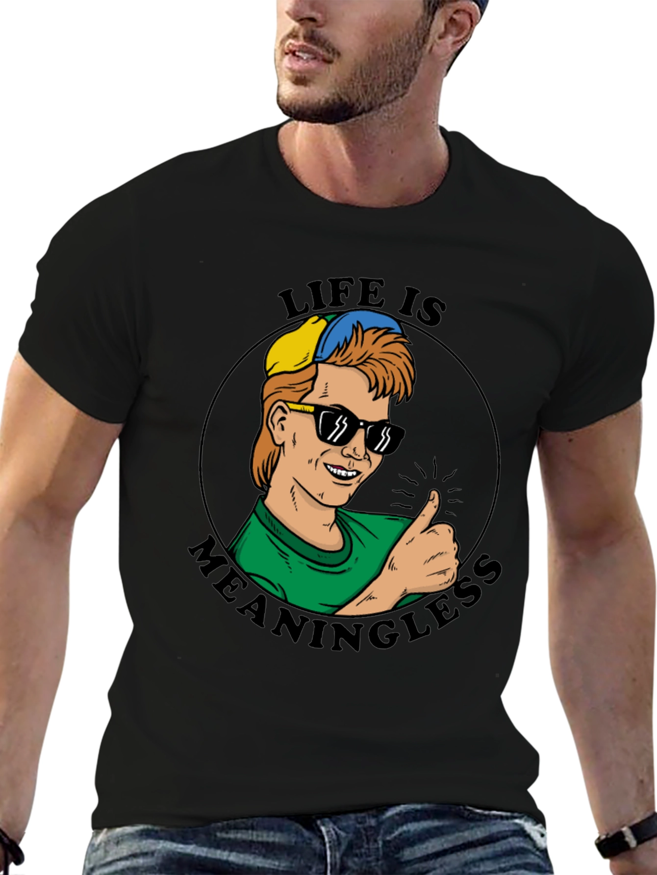 Camiseta Negra Estampada La Vida No Tiene Sentido