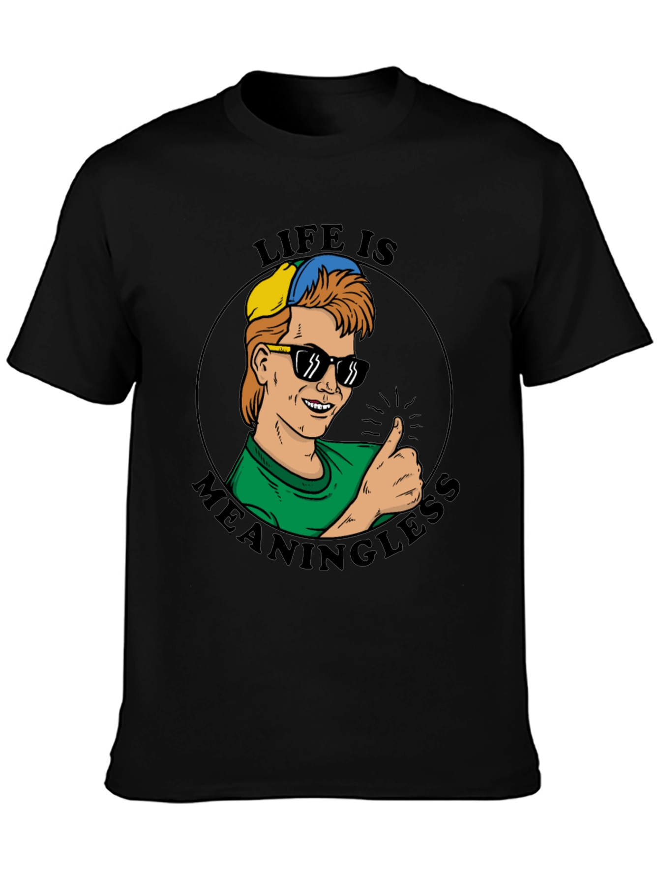 Camiseta Negra Estampada La Vida No Tiene Sentido