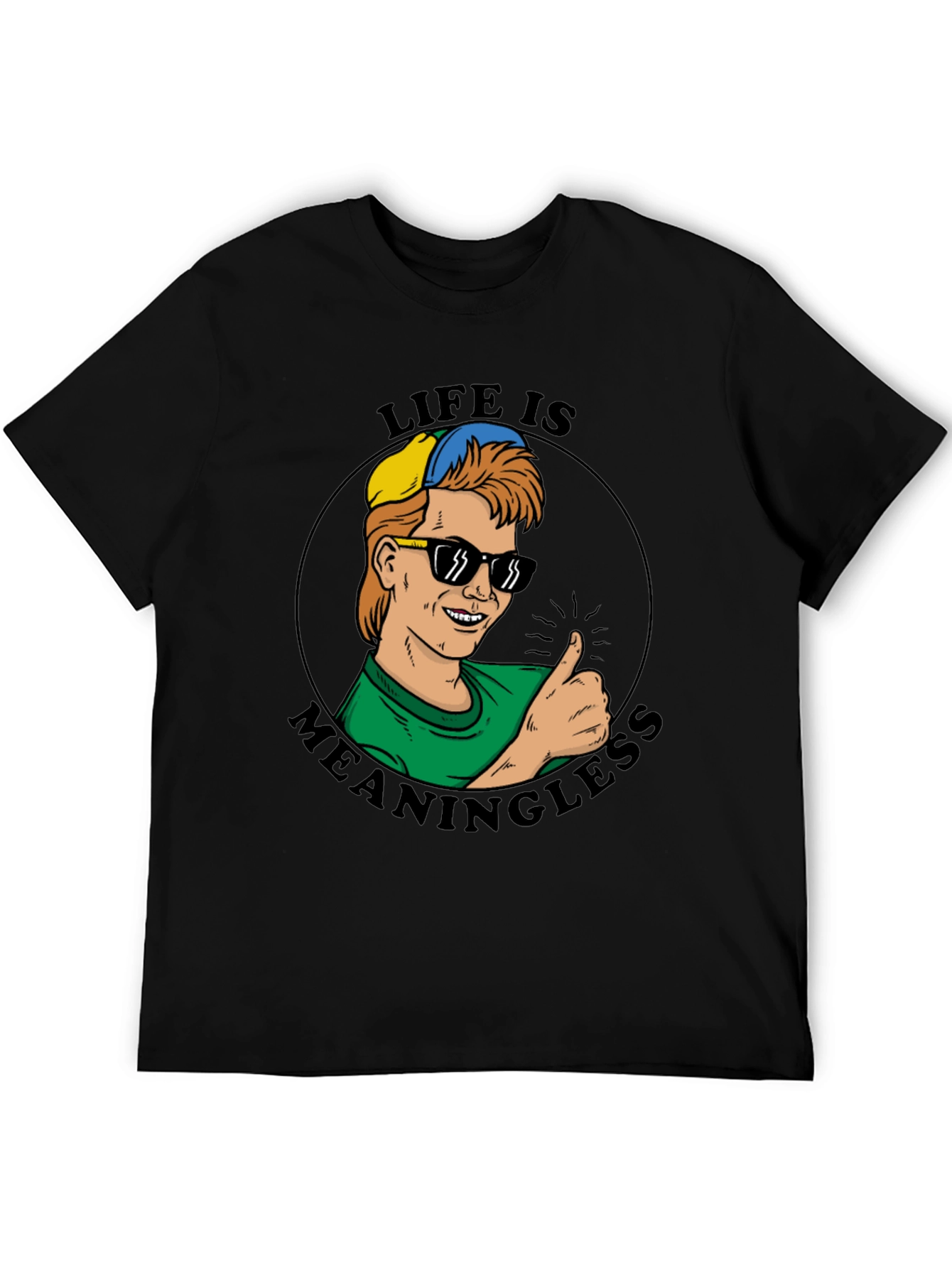 Camiseta Negra Estampada La Vida No Tiene Sentido