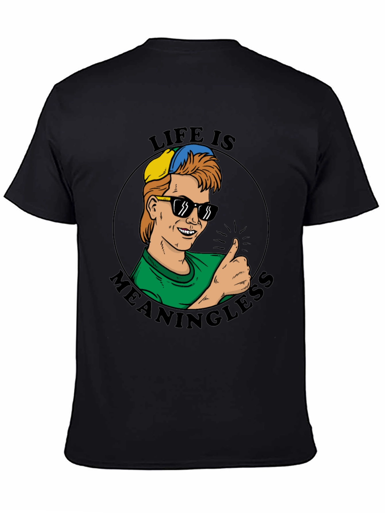 Camiseta Negra Estampada La Vida No Tiene Sentido