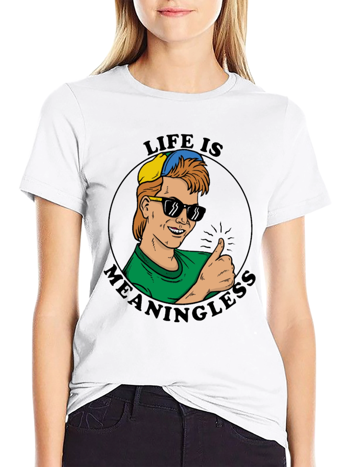 Camiseta Negra Estampada La Vida No Tiene Sentido