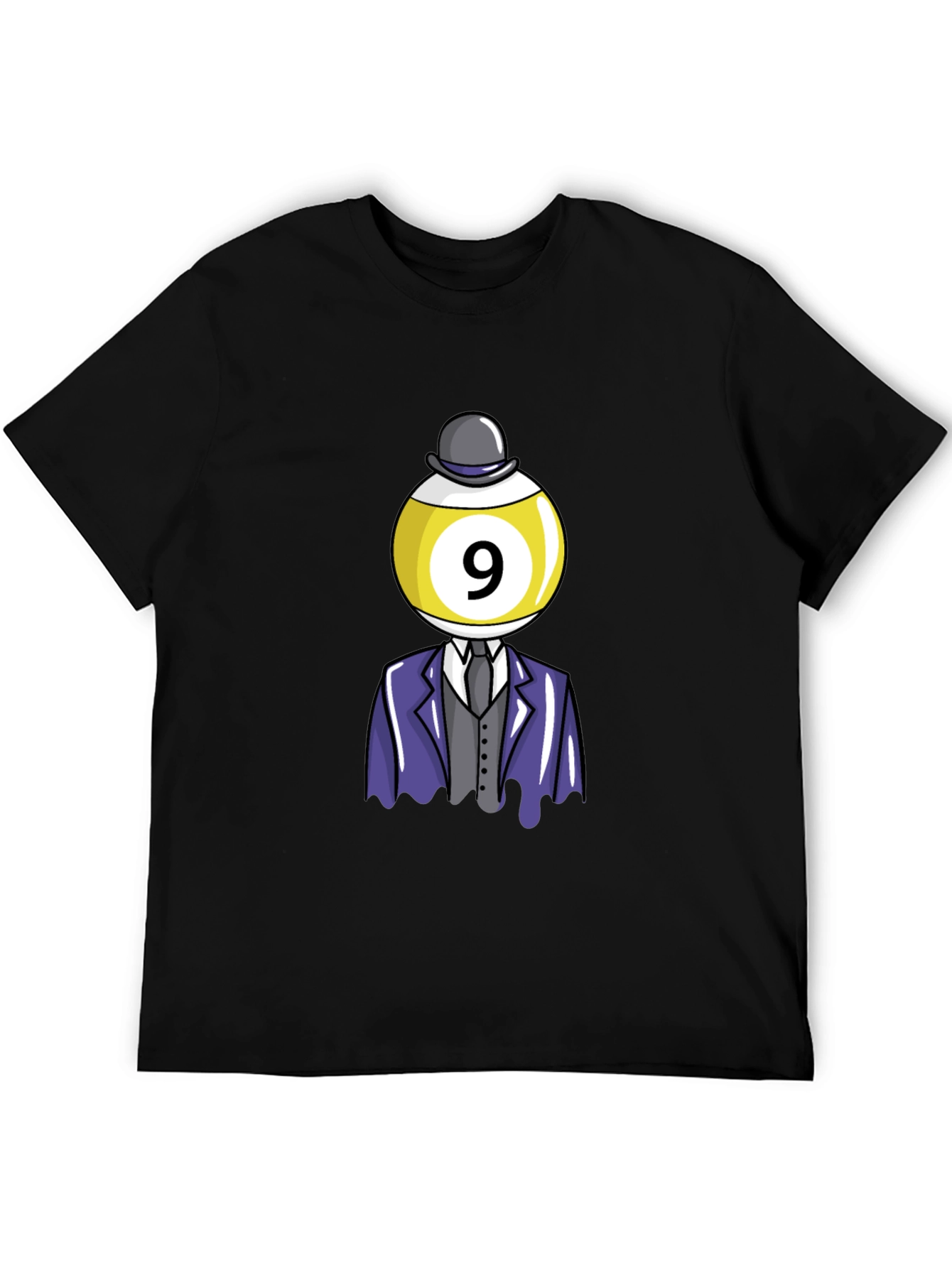 Camiseta Negra con Diseño de Bola 9 Elegante