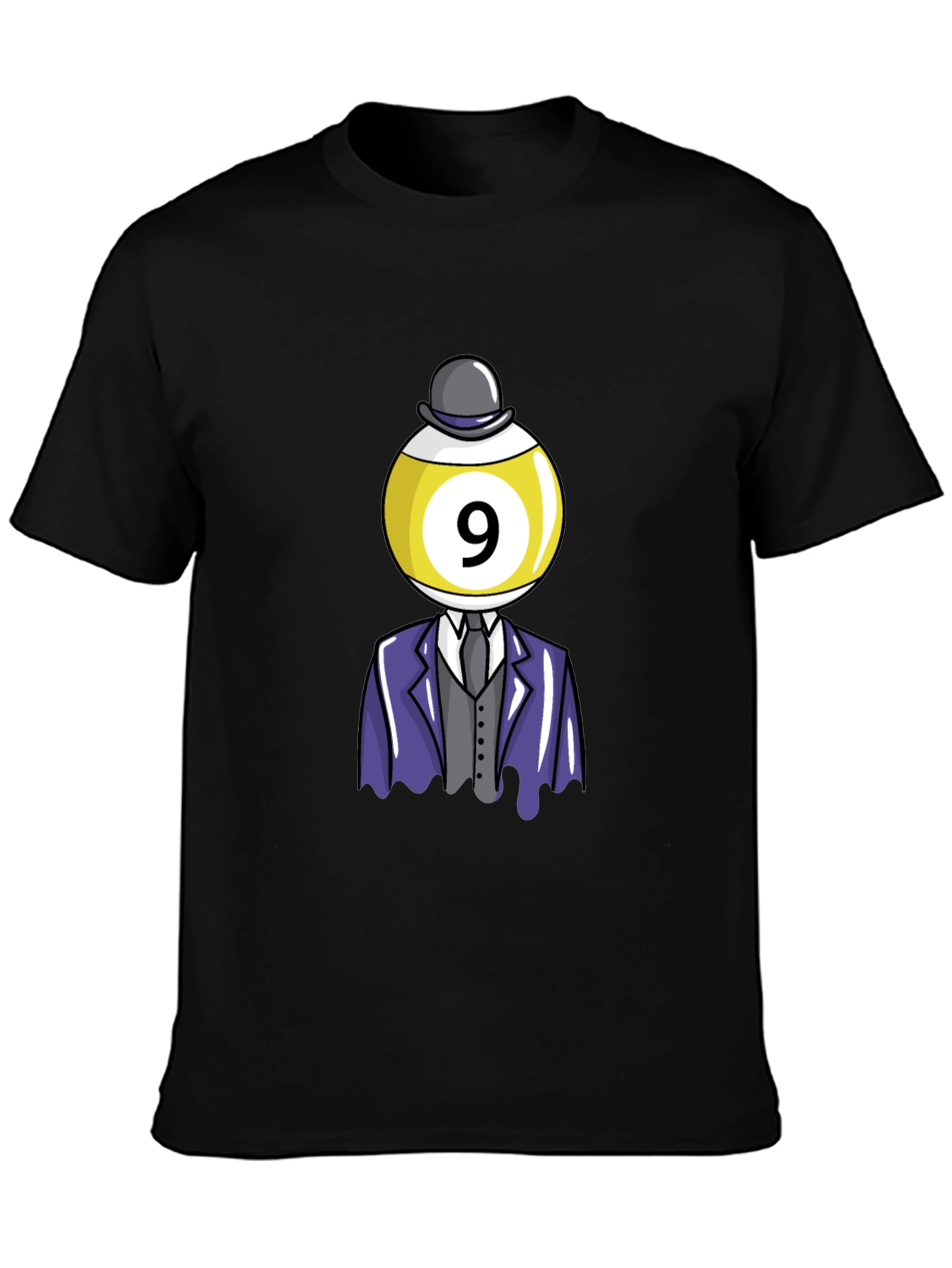 Camiseta Negra con Diseño de Bola 9 Elegante