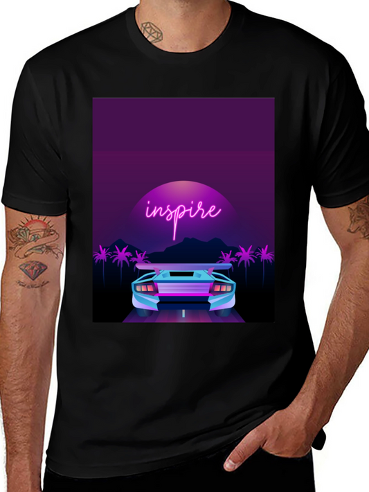 Camiseta Negra con Diseño Inspire Retro