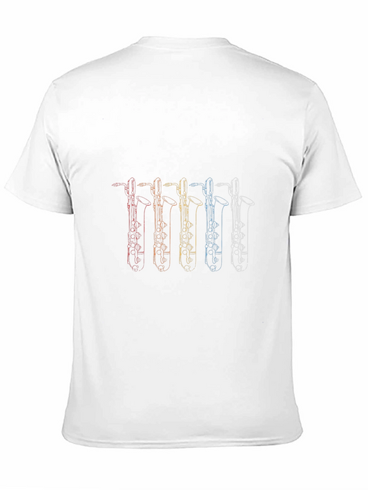 Camiseta Negra con Saxofones de Colores