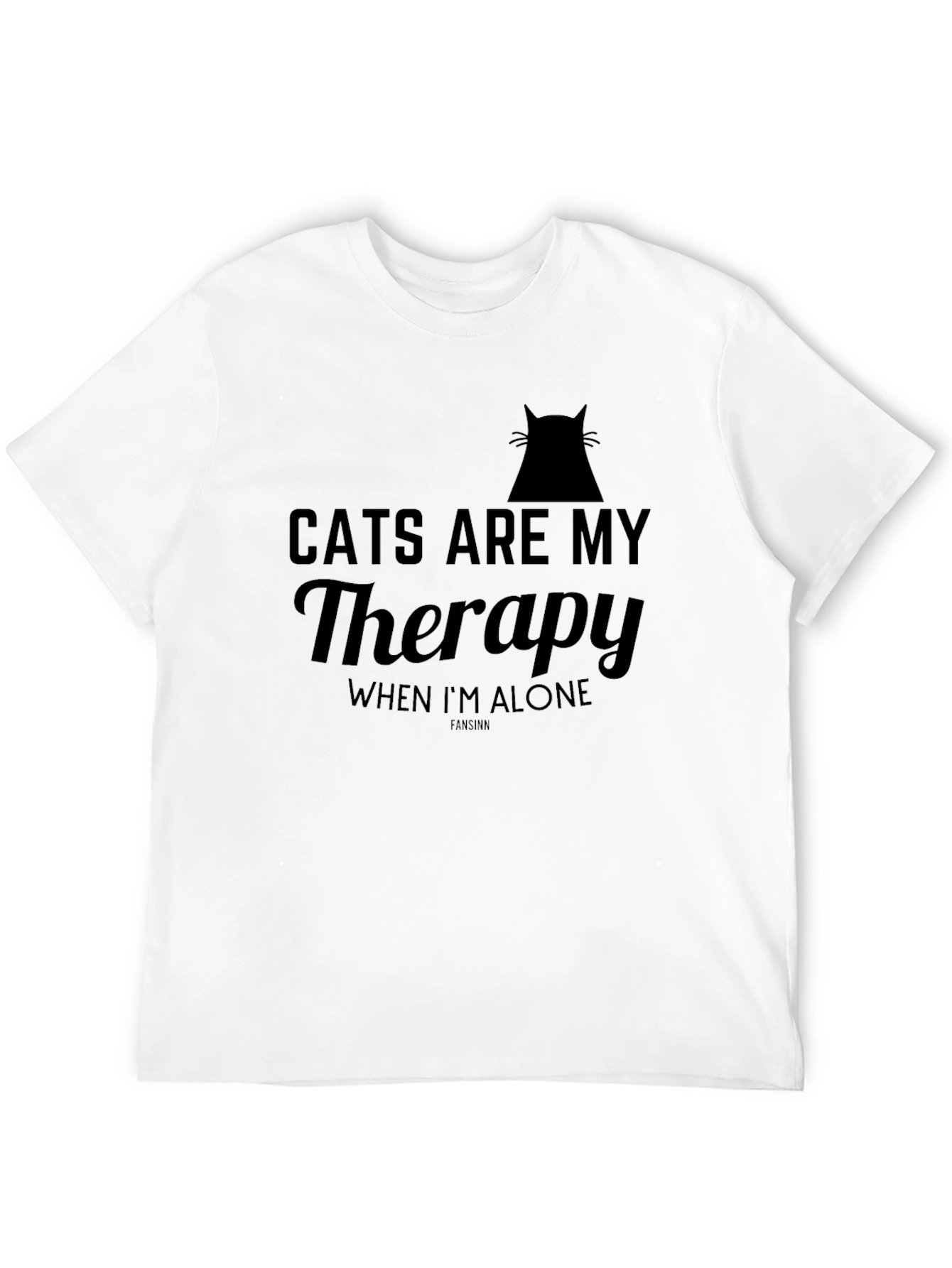 Camiseta Negra Cats Are My Therapy