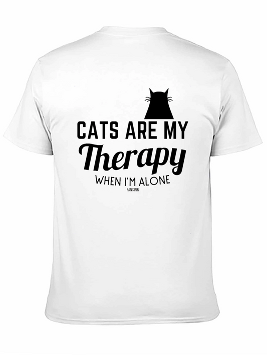 Camiseta Negra Cats Are My Therapy
