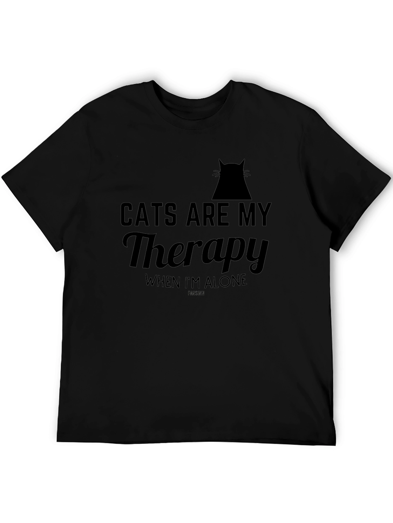 Camiseta Negra Cats Are My Therapy