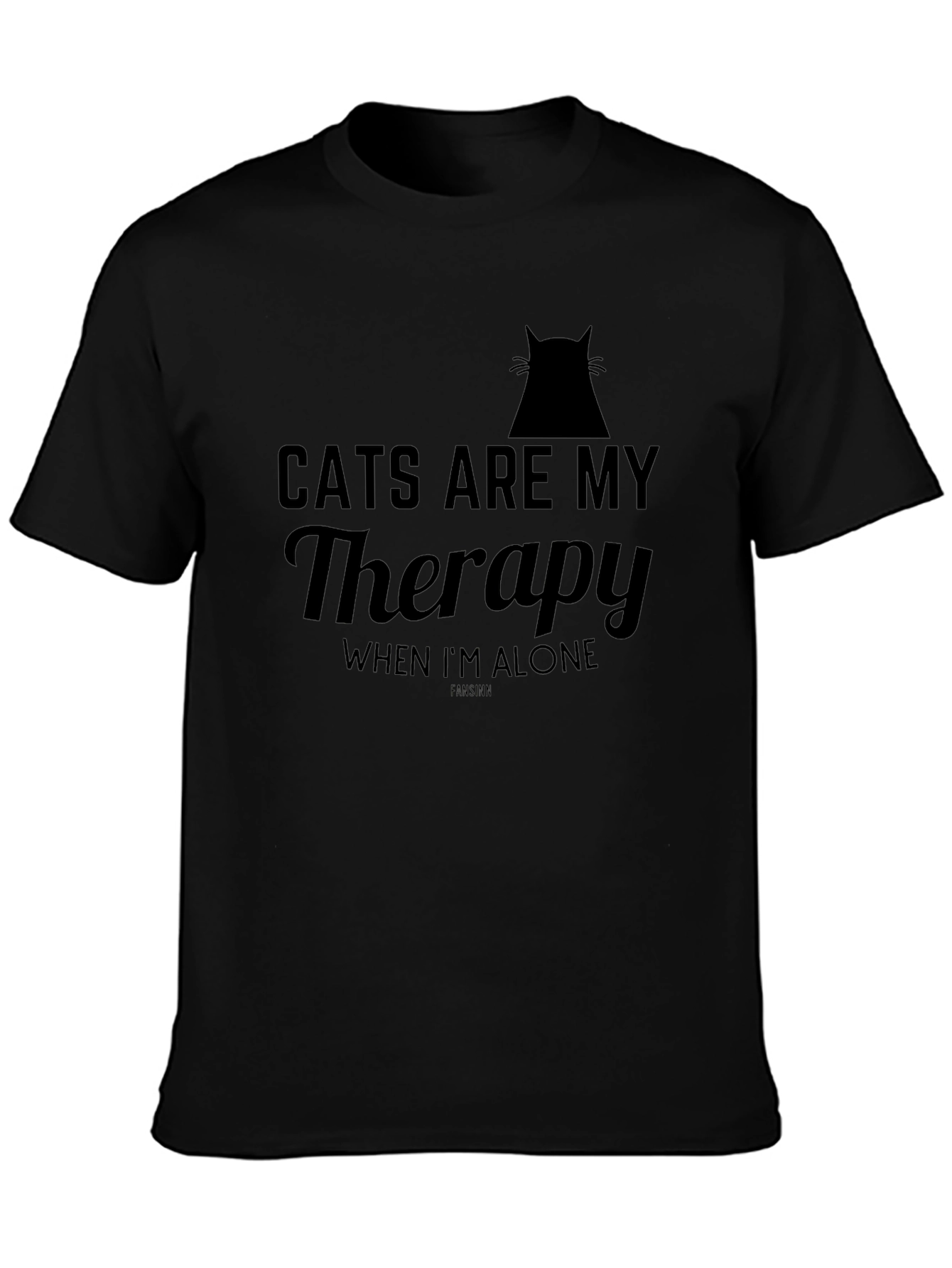 Camiseta Negra Cats Are My Therapy