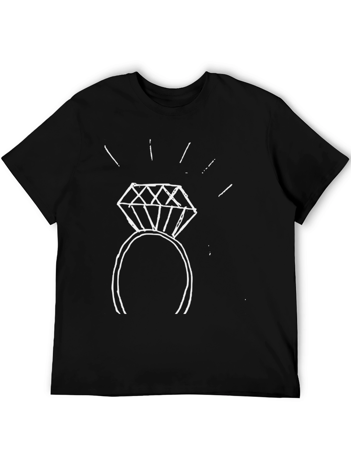 Camiseta Negra con Diseño de Anillo de Compromiso