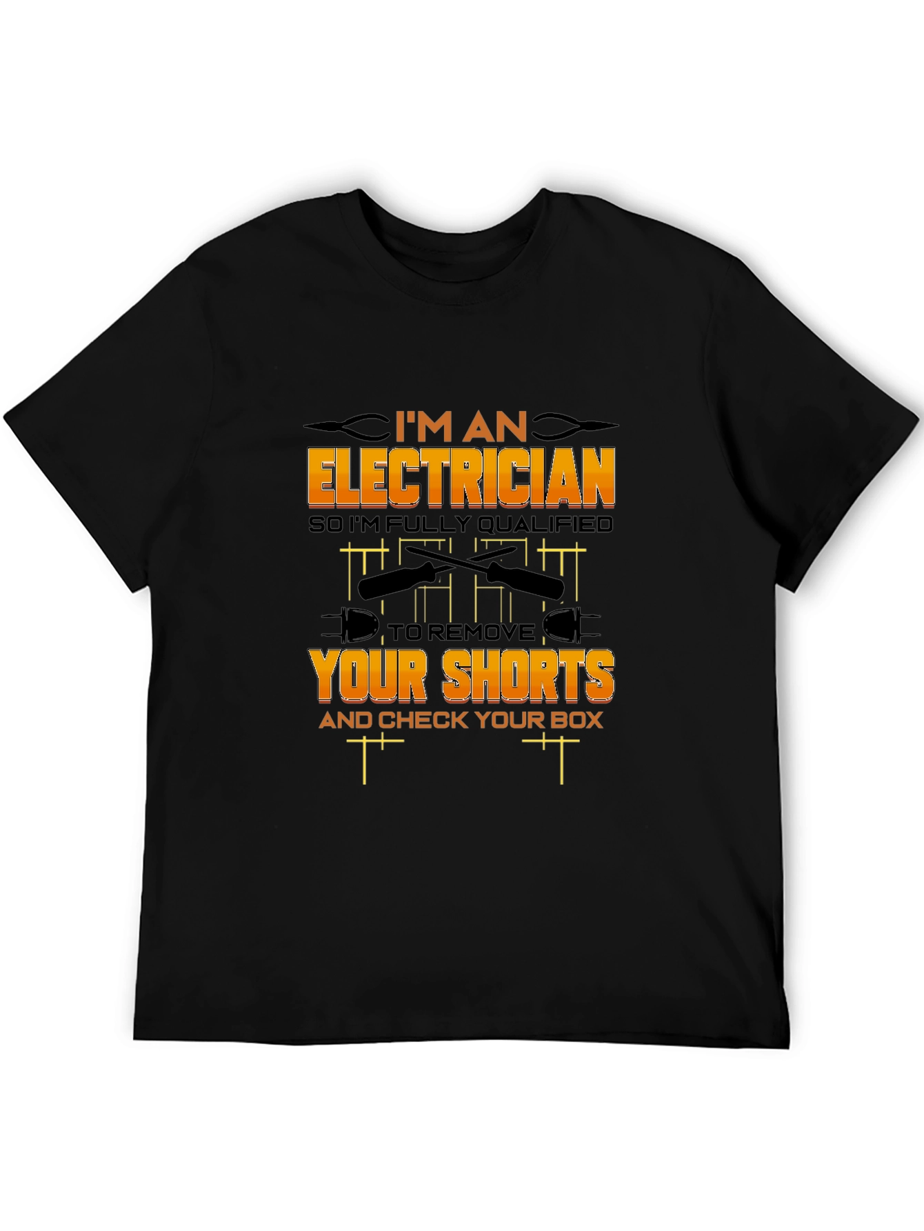 Camiseta Negra Eléctrico Humorístico
