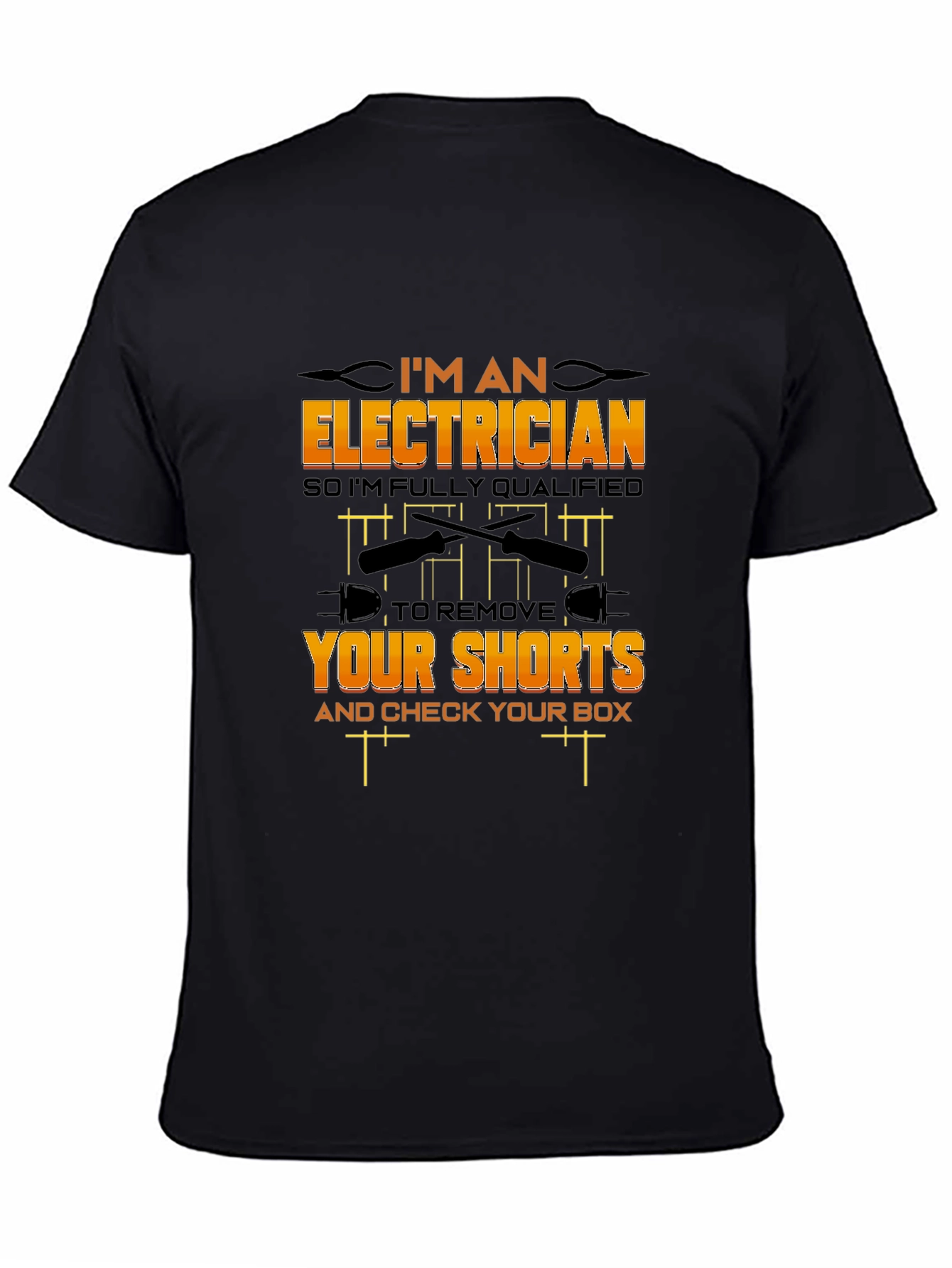 Camiseta Negra Eléctrico Humorístico
