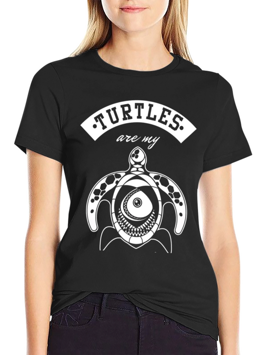 Camiseta Negra con Diseño de Tortuga Turtles are my