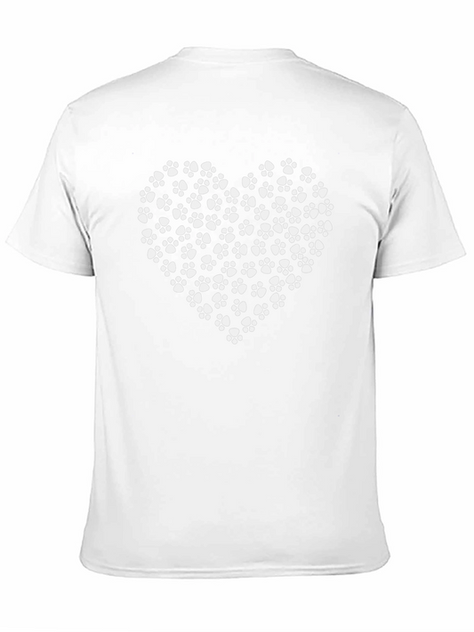 Camiseta Negra con Huellas de Patas en Forma de Corazón