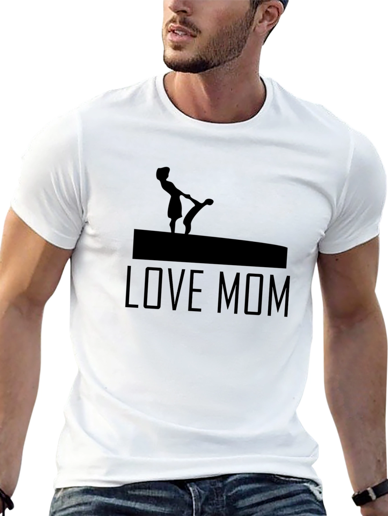 Camiseta Negra Love Mom para Hombre