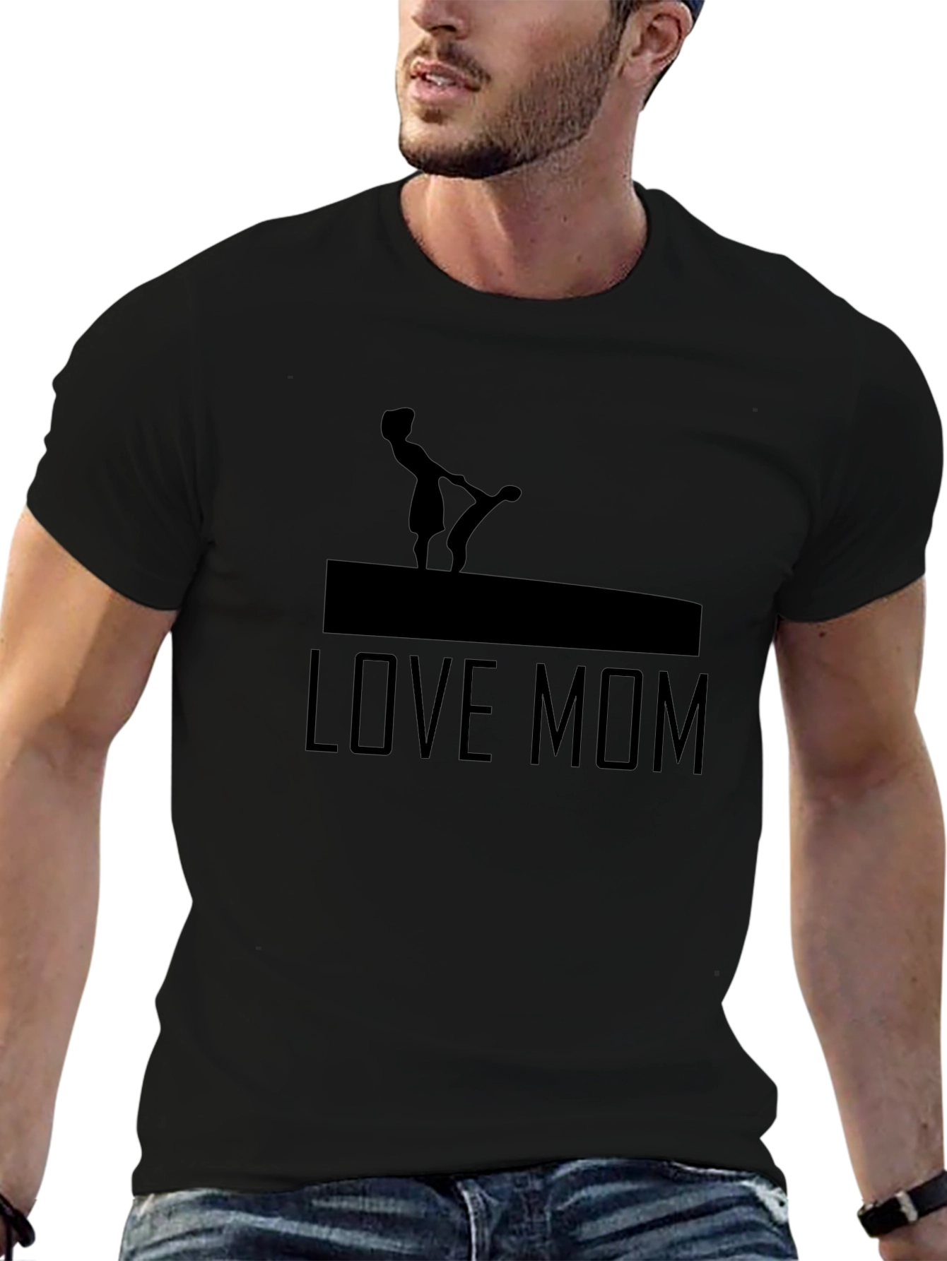 Camiseta Negra Love Mom para Hombre
