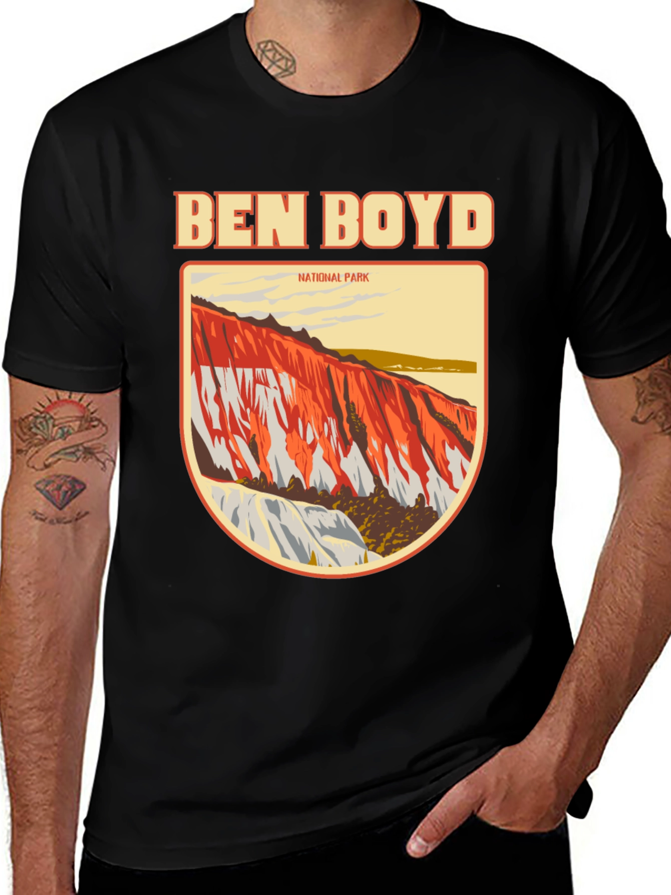 Camiseta Negra Ben Boyd National Park para Hombre