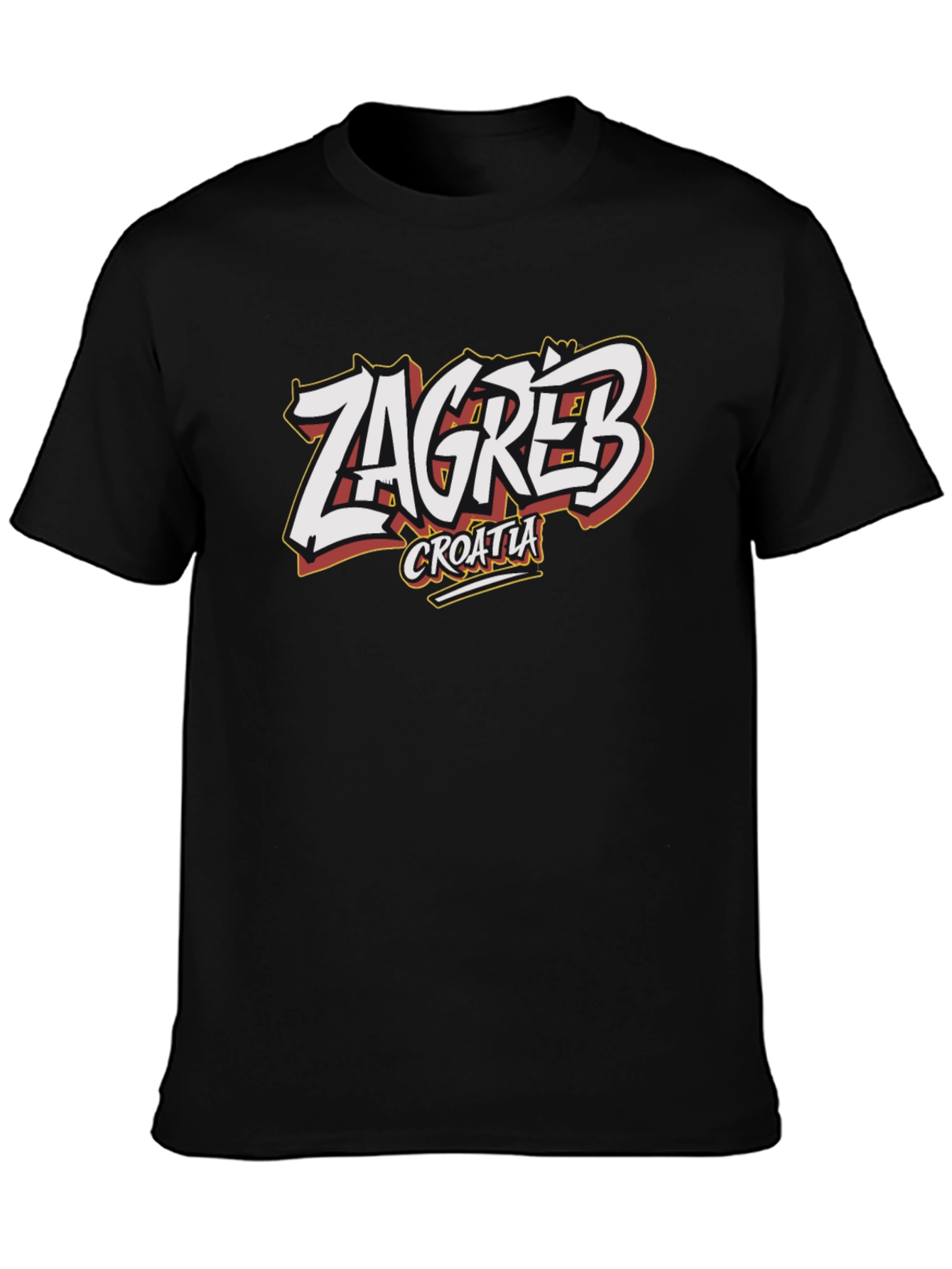 Camiseta Negra Zagreb Croacia Diseño Original