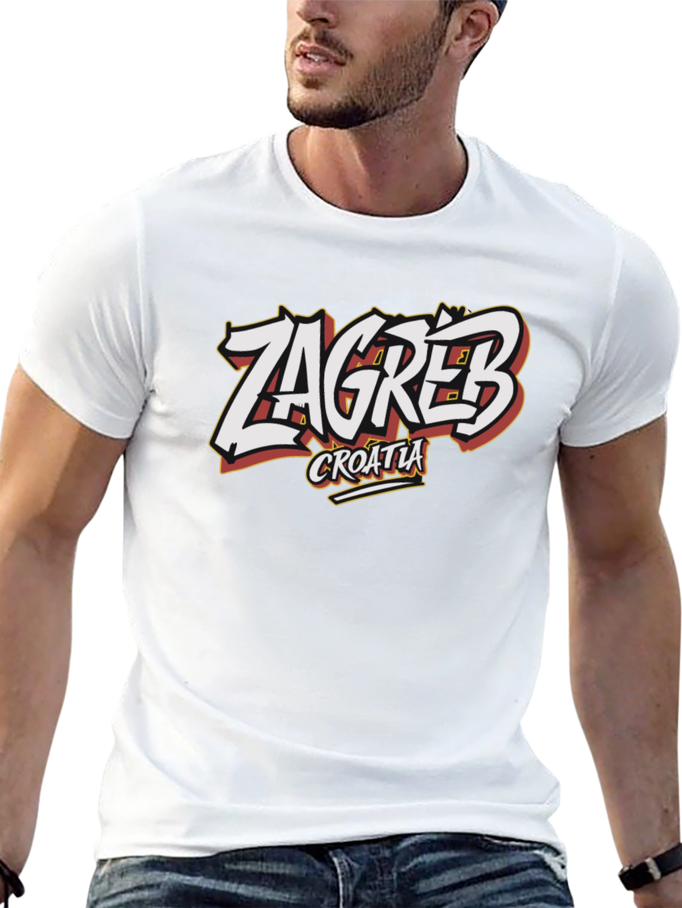 Camiseta Negra Zagreb Croacia Diseño Original