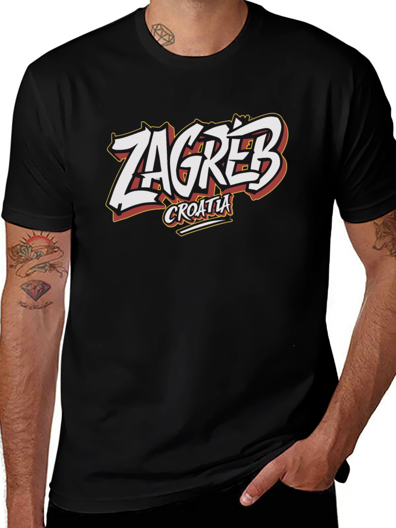 Camiseta Negra Zagreb Croacia Diseño Original