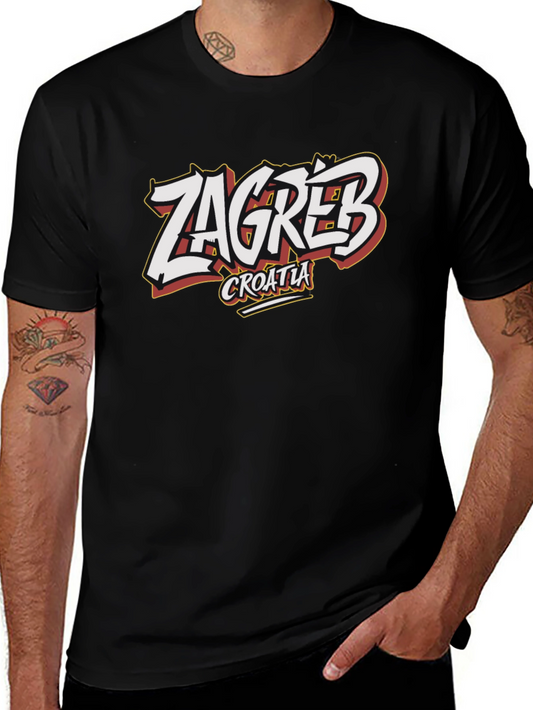 Camiseta Negra Zagreb Croacia Diseño Original