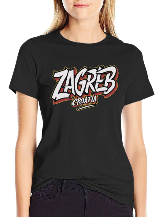 Camiseta Negra Zagreb Croacia Diseño Original