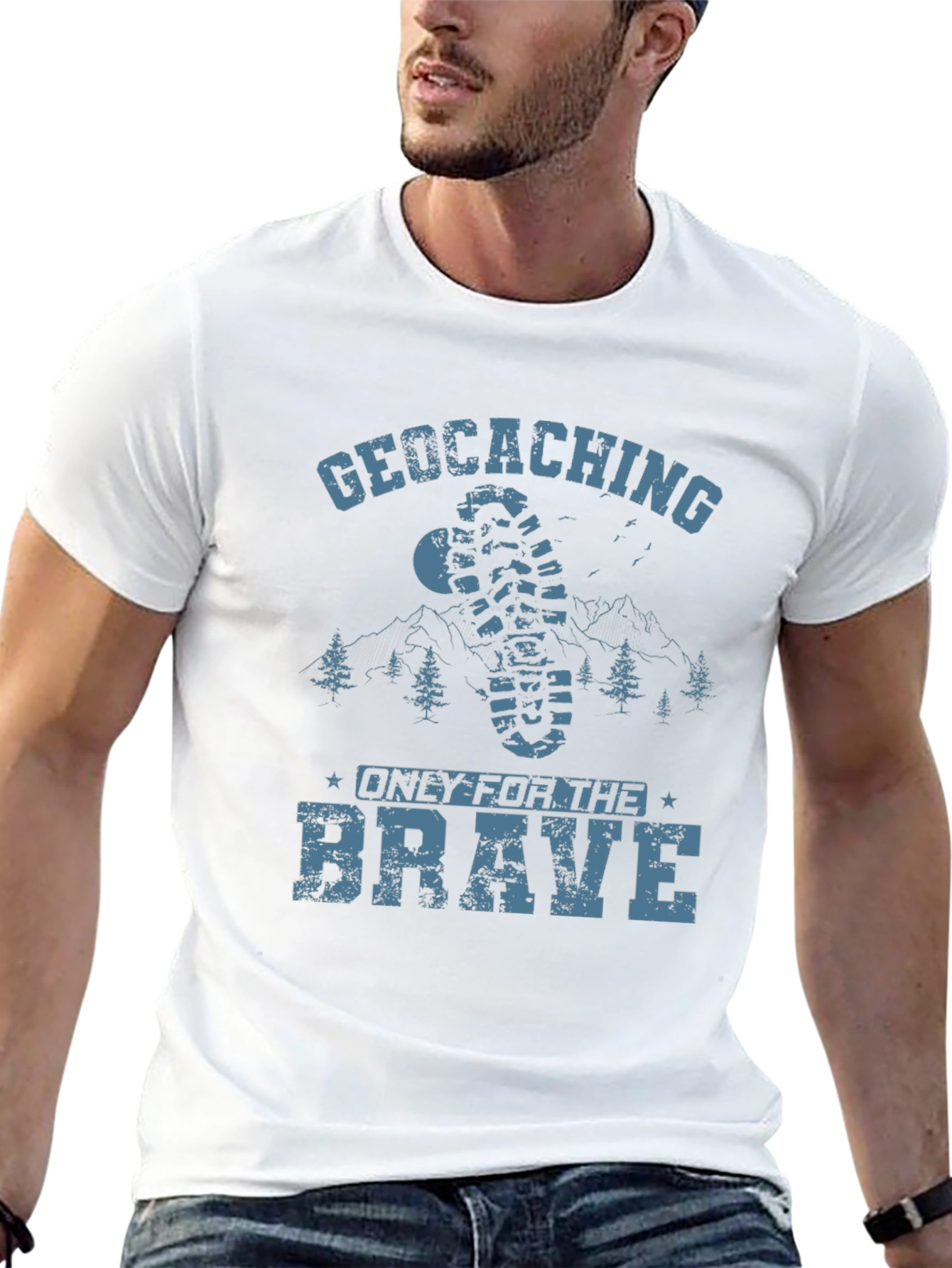 Camiseta Negra Geocaching: Solo para Valientes