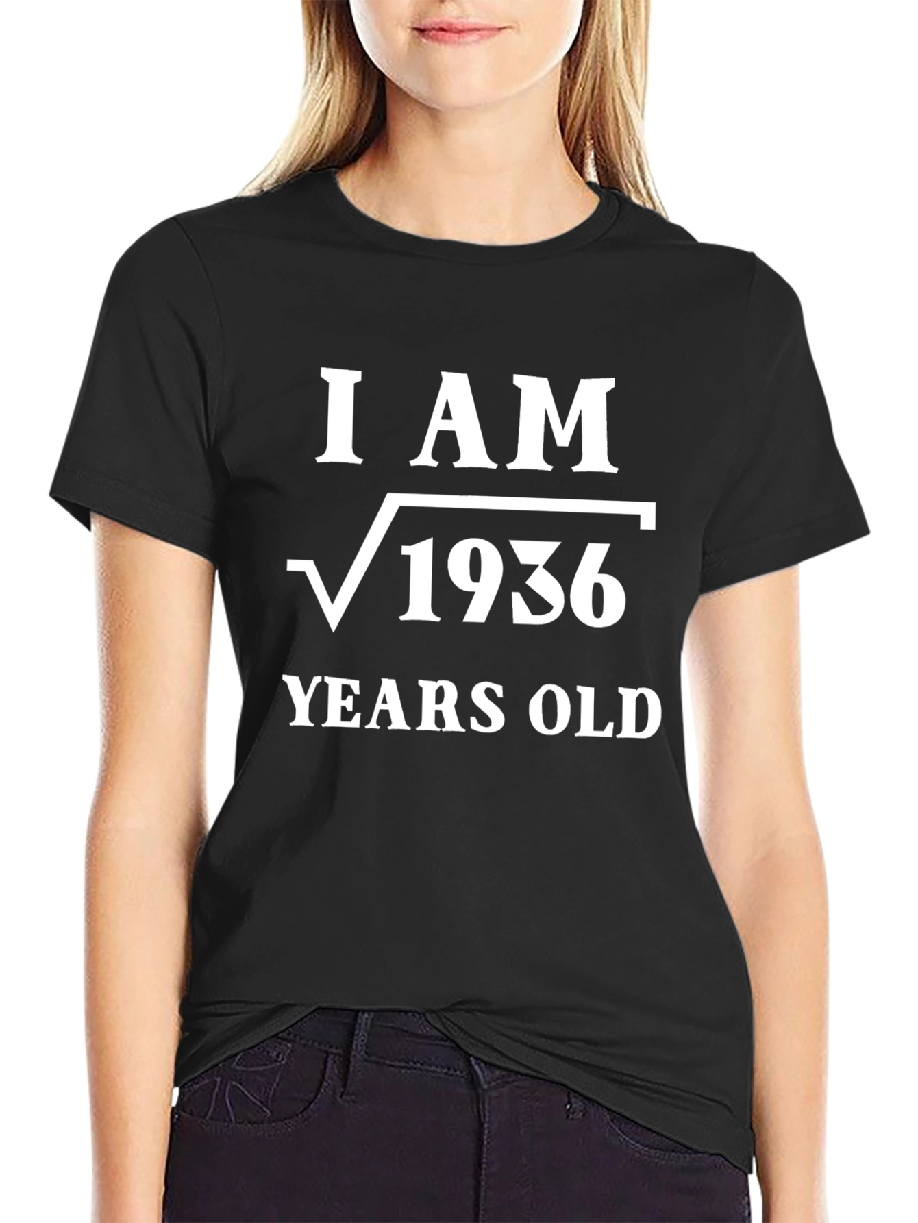 Camiseta Soy √1936 Años Algodón Negro Diseño Matemático