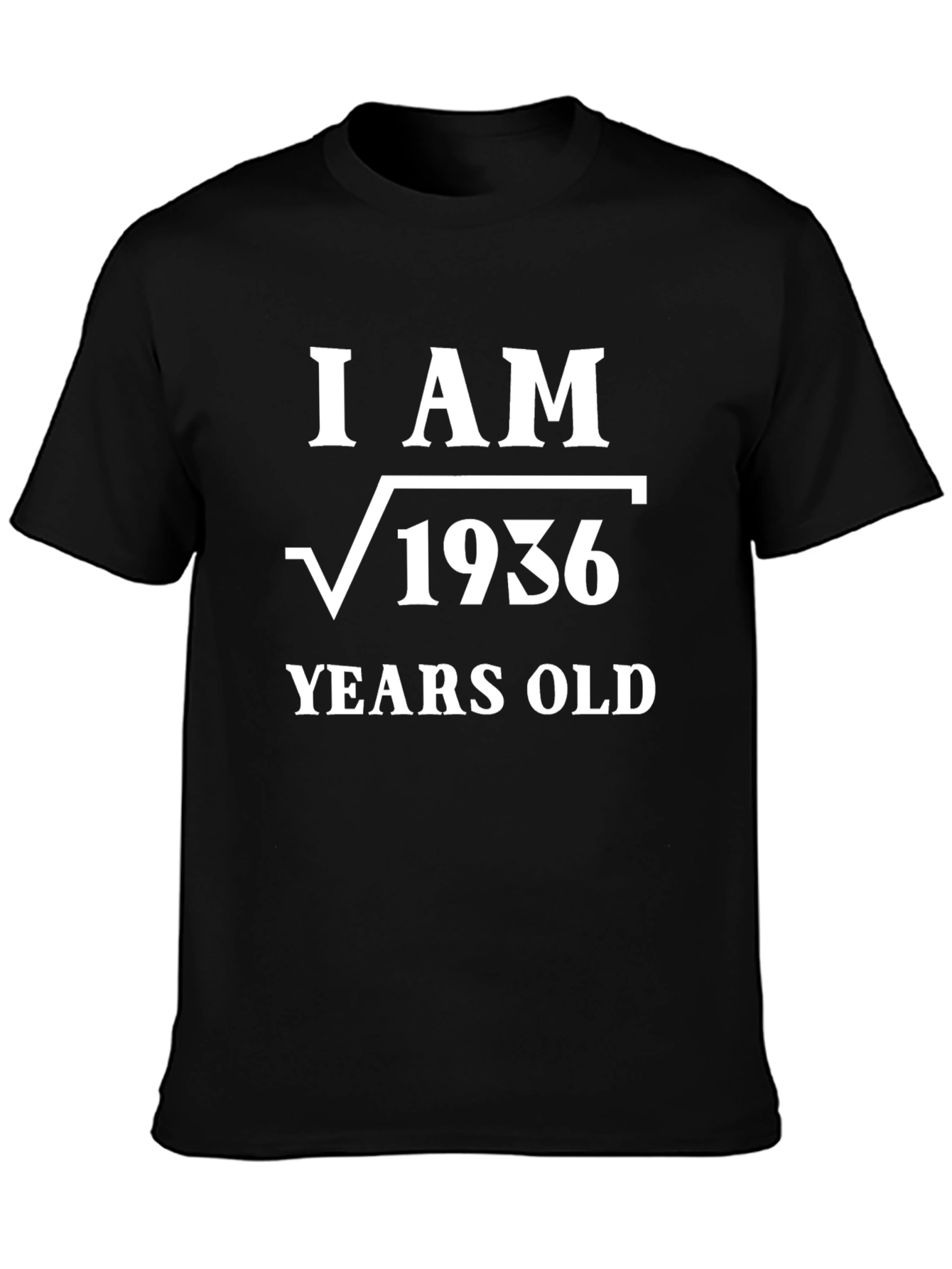 Camiseta Soy √1936 Años Algodón Negro Diseño Matemático
