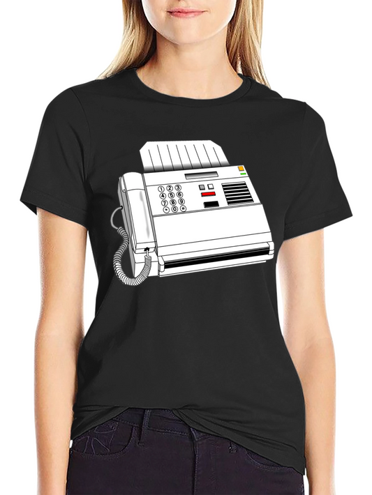 Camiseta Negra con Diseño de Fax Retro