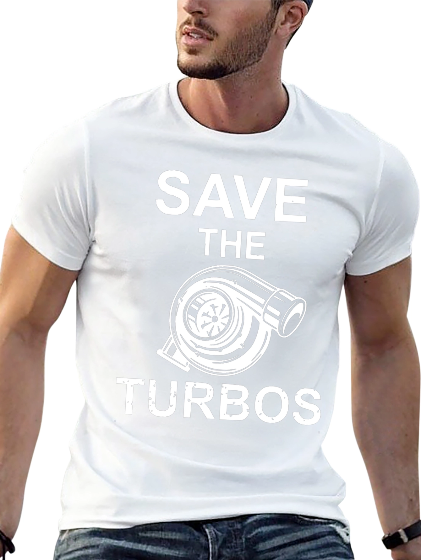 Camiseta Negra Save the Turbos para Amantes de Autos