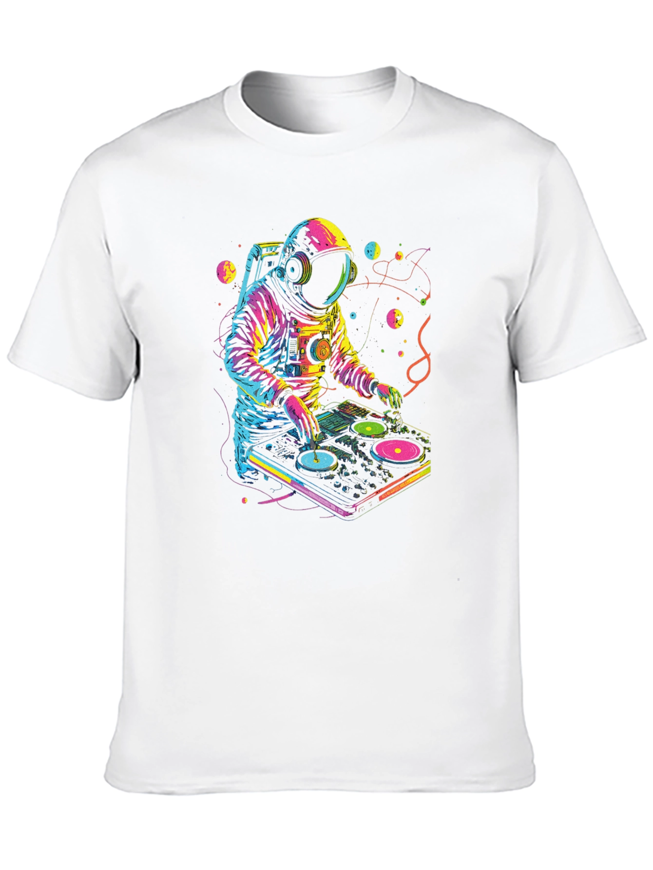 Camiseta Negra Astronauta DJ Espacial