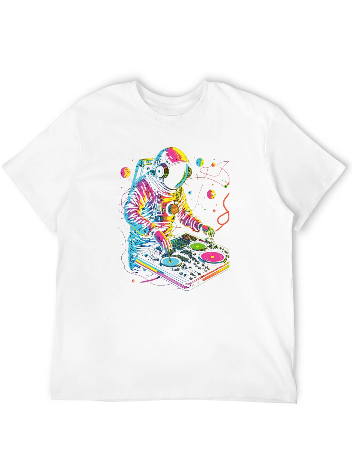 Camiseta Negra Astronauta DJ Espacial