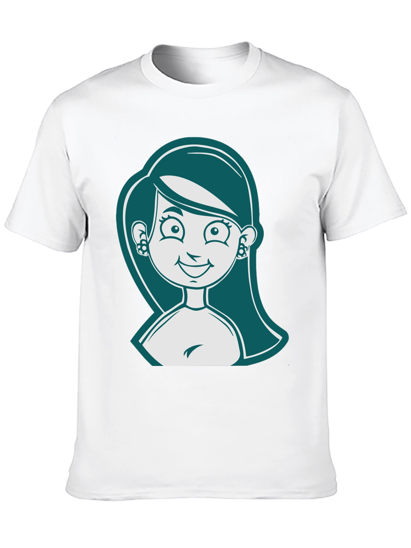 Camiseta Negra con Diseño de Mujer Caricaturizada