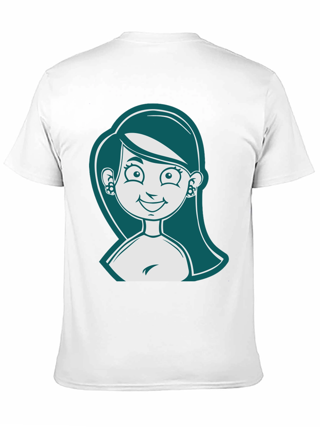 Camiseta Negra con Diseño de Mujer Caricaturizada