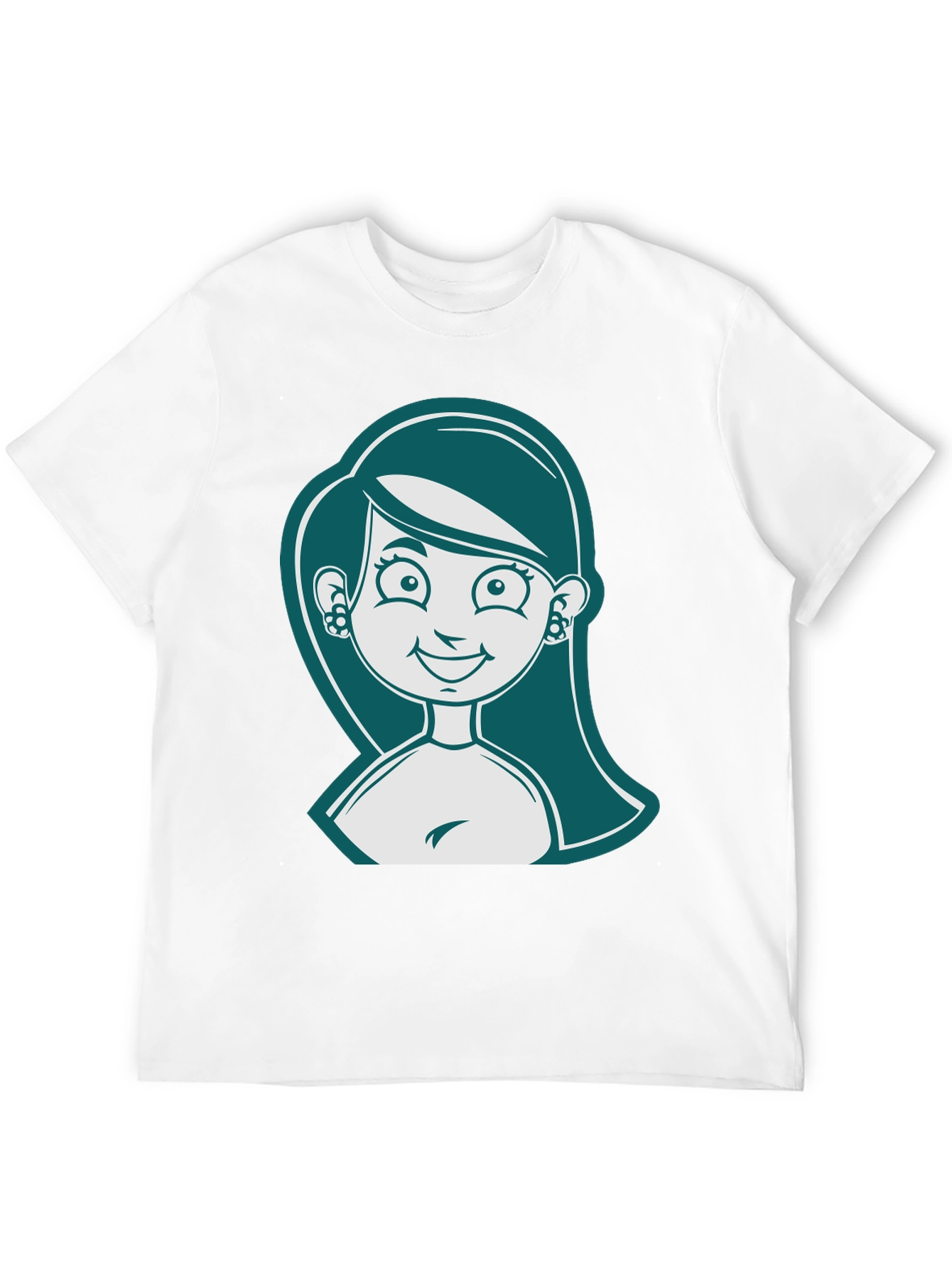 Camiseta Negra con Diseño de Mujer Caricaturizada